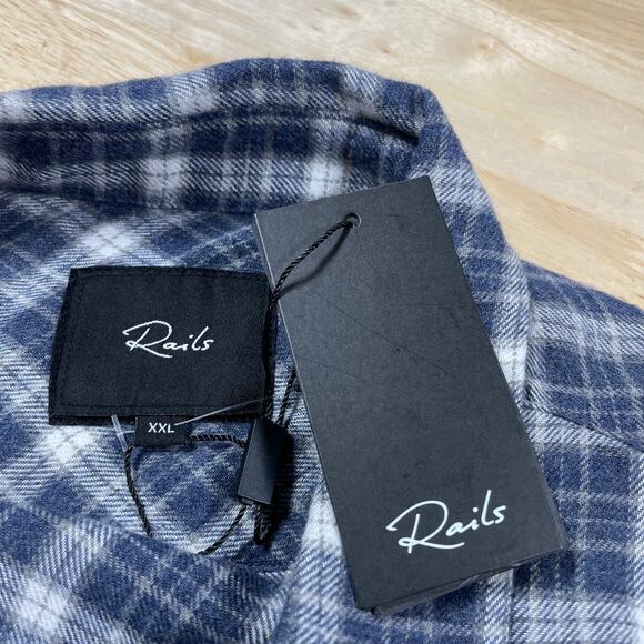 Rails NWT Brushed Lennox Long Sleeve Denim Shirt White Grey Button Up Men's XXL - Picture 5 of 10